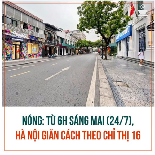 Chỉ thị số 17/CT-UBND ngày 23/7/2021 của UBND Thành phố Hà Nội về việc thực hiện giãn cách xã hội trên địa bàn Thành phố để phòng chống dịch COVID-19